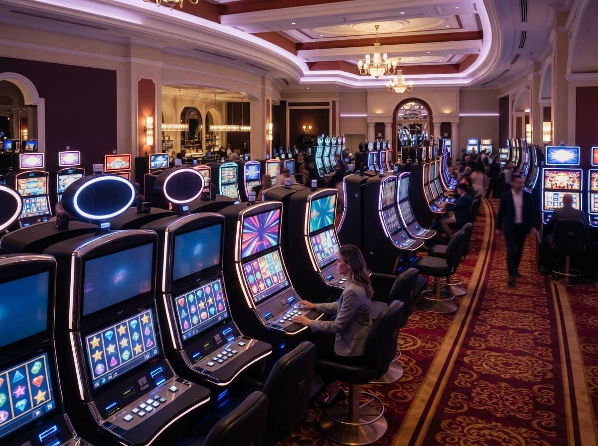 Modern physical slot machine floor